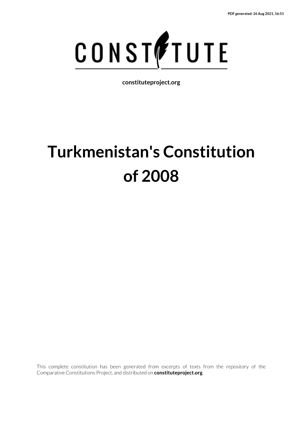 Turkmenistan's Constitution of 2008