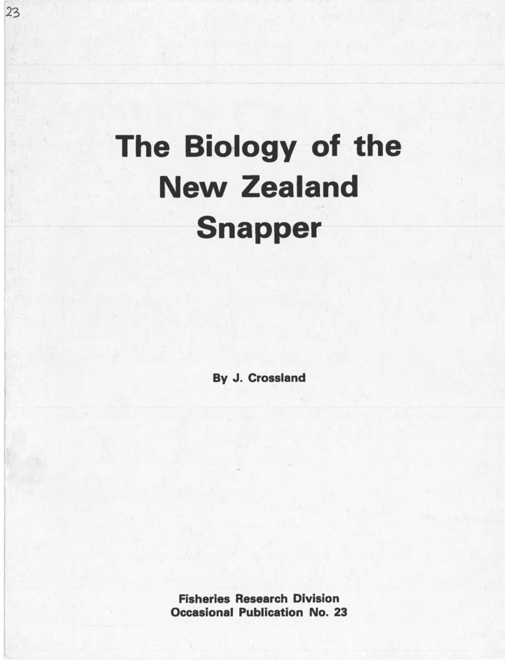 The Biology of the New Zealand Snapper