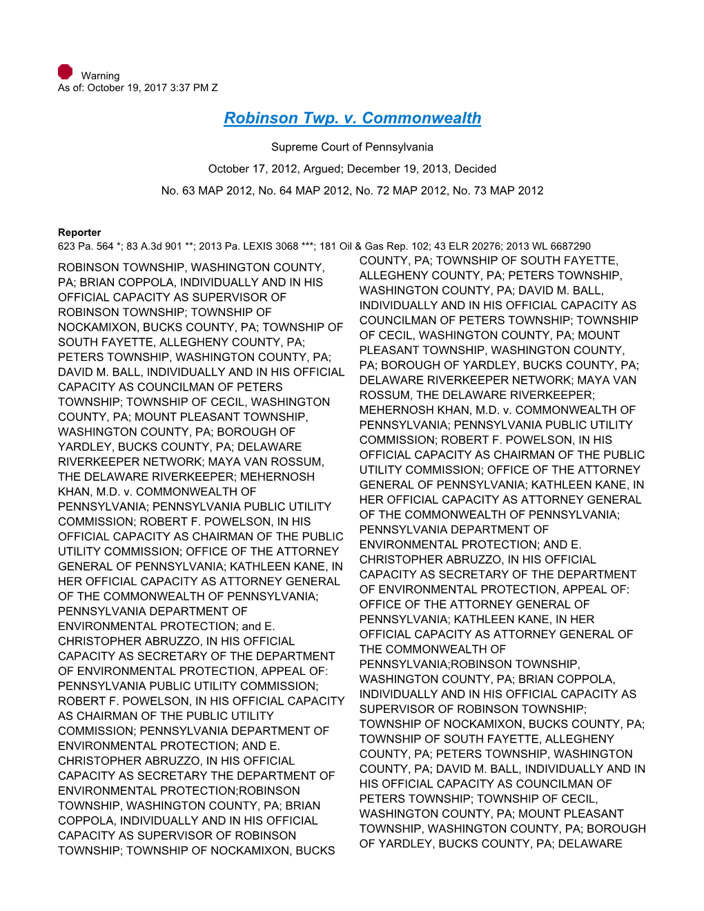 Robinson Twp. V. Commonwealth