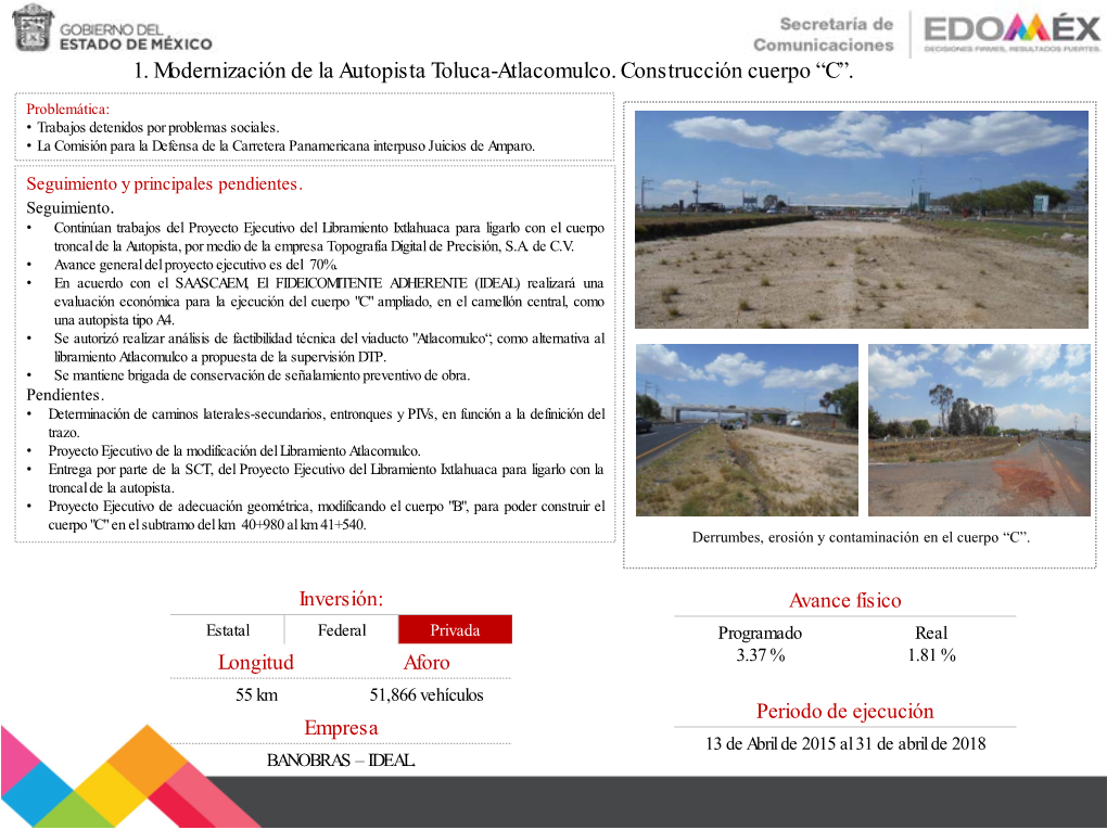 1. Modernización De La Autopista Toluca-Atlacomulco. Construcción Cuerpo “C”