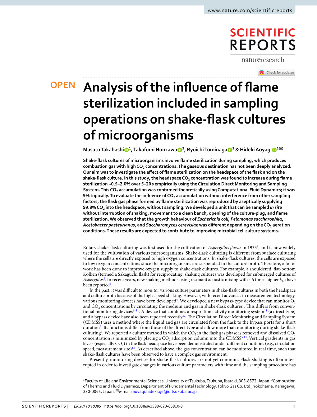 Analysis of the Influence of Flame Sterilization Included in Sampling