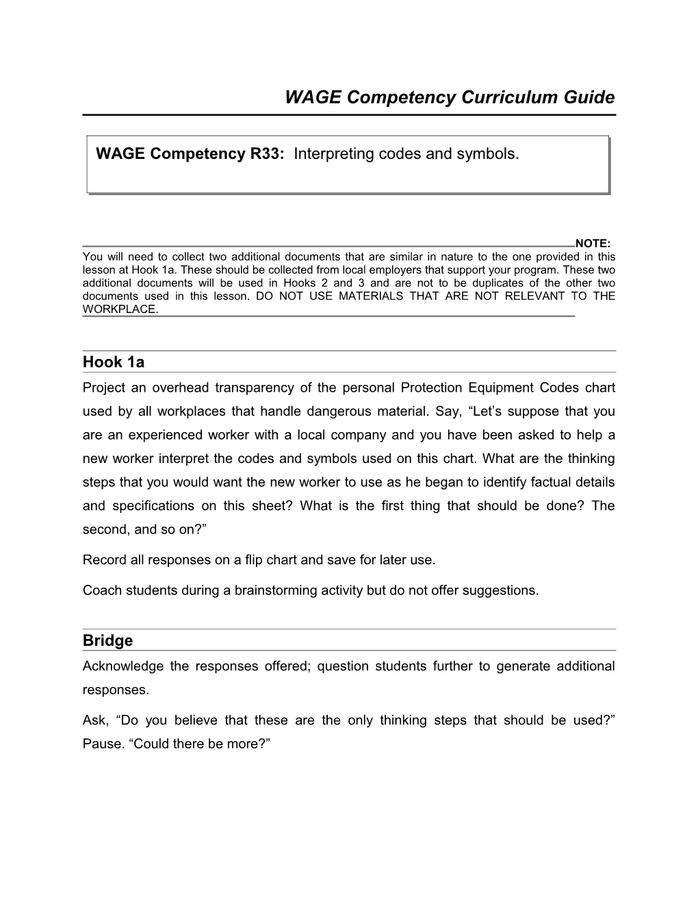 WAGE Competency Curriculum Guide s1