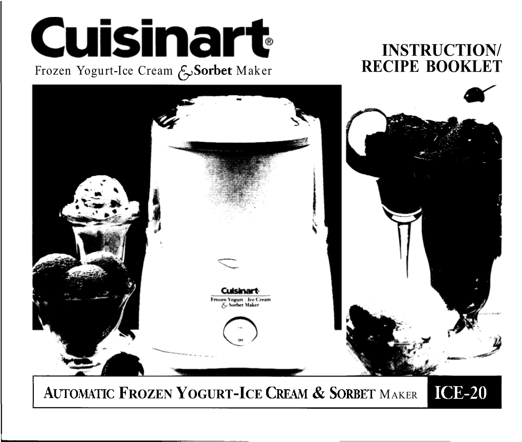 Cuisinar* INSTRUCTION/ Frozen Yogurt-Ice Cream @Orbet Maker RECIPE BOOKLET