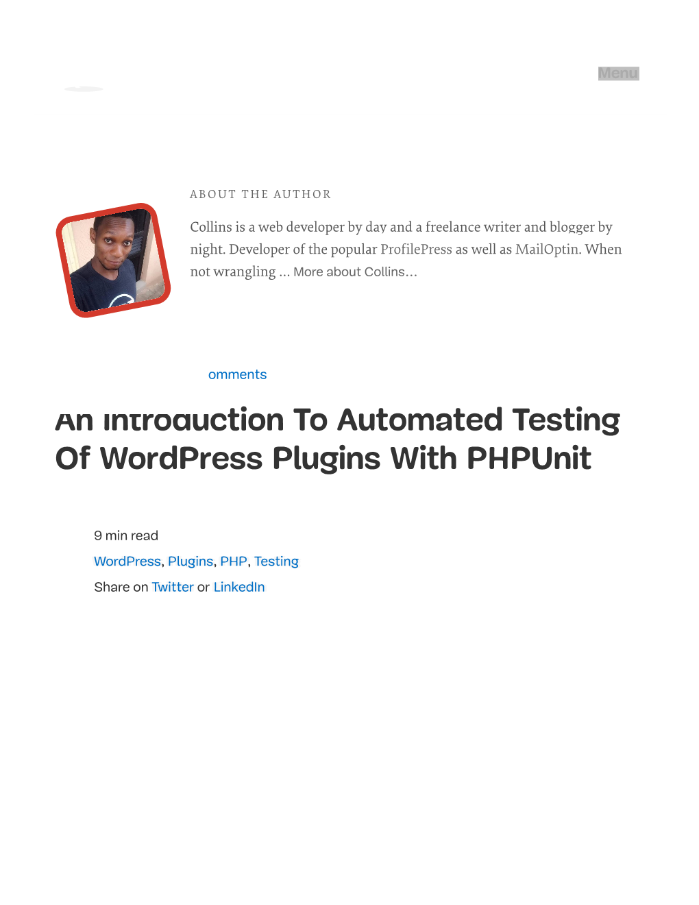 An Introduction to Automated Testing of Wordpress Plugins with Phpunit