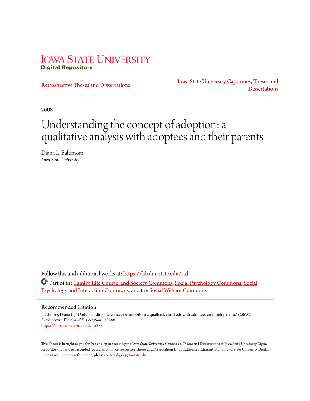 Understanding the Concept of Adoption: a Qualitative Analysis with Adoptees and Their Parents Diana L