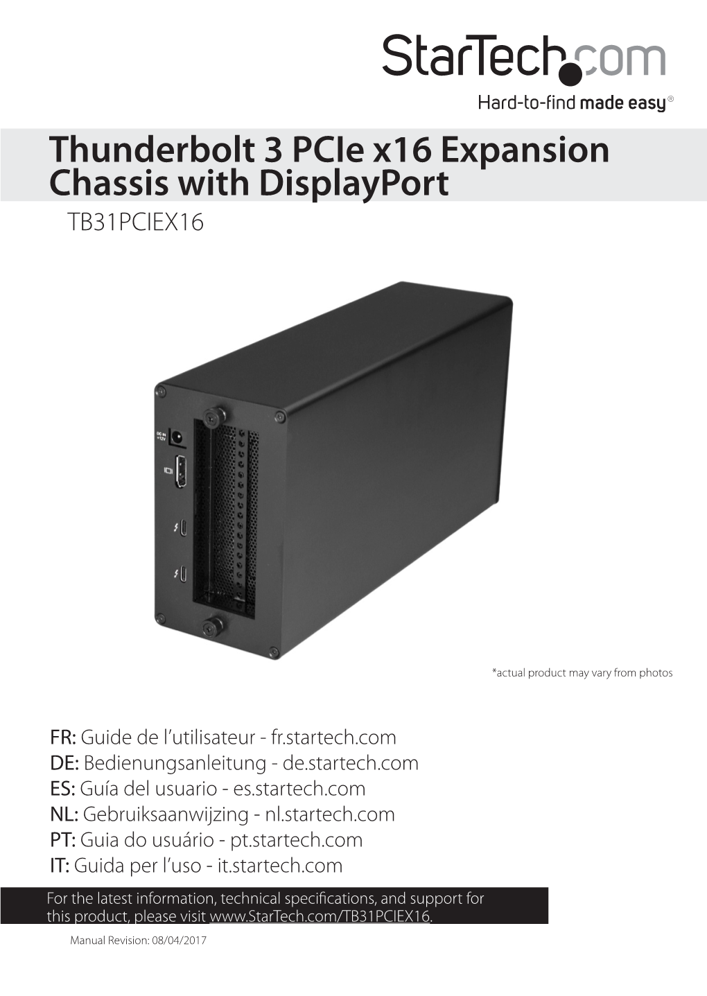 Thunderbolt 3 Pcie X16 Expansion Chassis with Displayport TB31PCIEX16