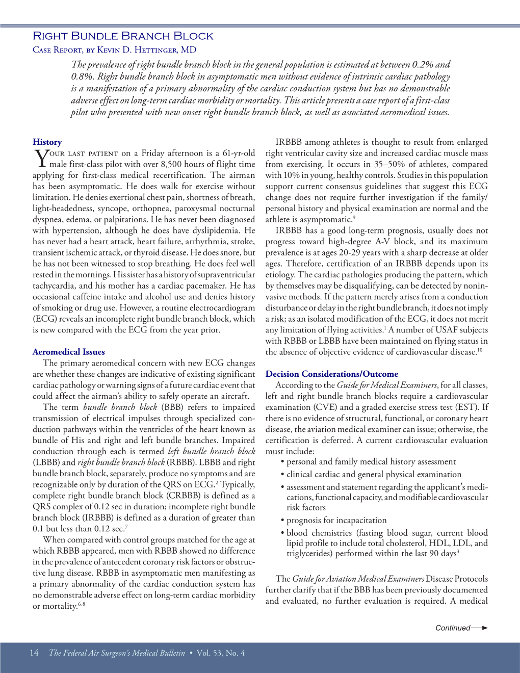 Right Bundle Branch Block Case Report, by Kevin D