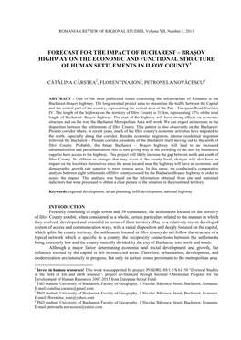 Braşov Highway on the Economic and Functional Structure of Human Settlements