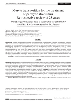 Muscle Transposition for the Treatment of Paralytic Strabismus