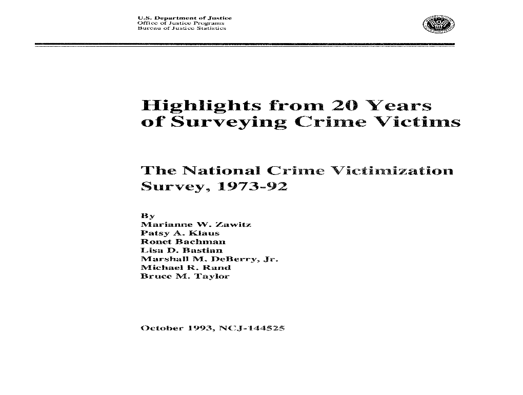 Highlights from 20 Years of Surveying Crime Victims
