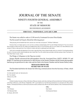 Journal of the Senate Ninety-Fourth General Assembly of the State of Missouri Second Regular Session