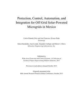 Protection, Control, Automation, and Integration for Off-Grid Solar-Powered Microgrids in Mexico