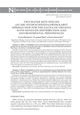 Two Water Mite Species (Acari: Hydrachnidia) from Karst