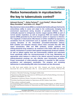 Redox Homeostasis in Mycobacteria: the Key to Tuberculosis Control?