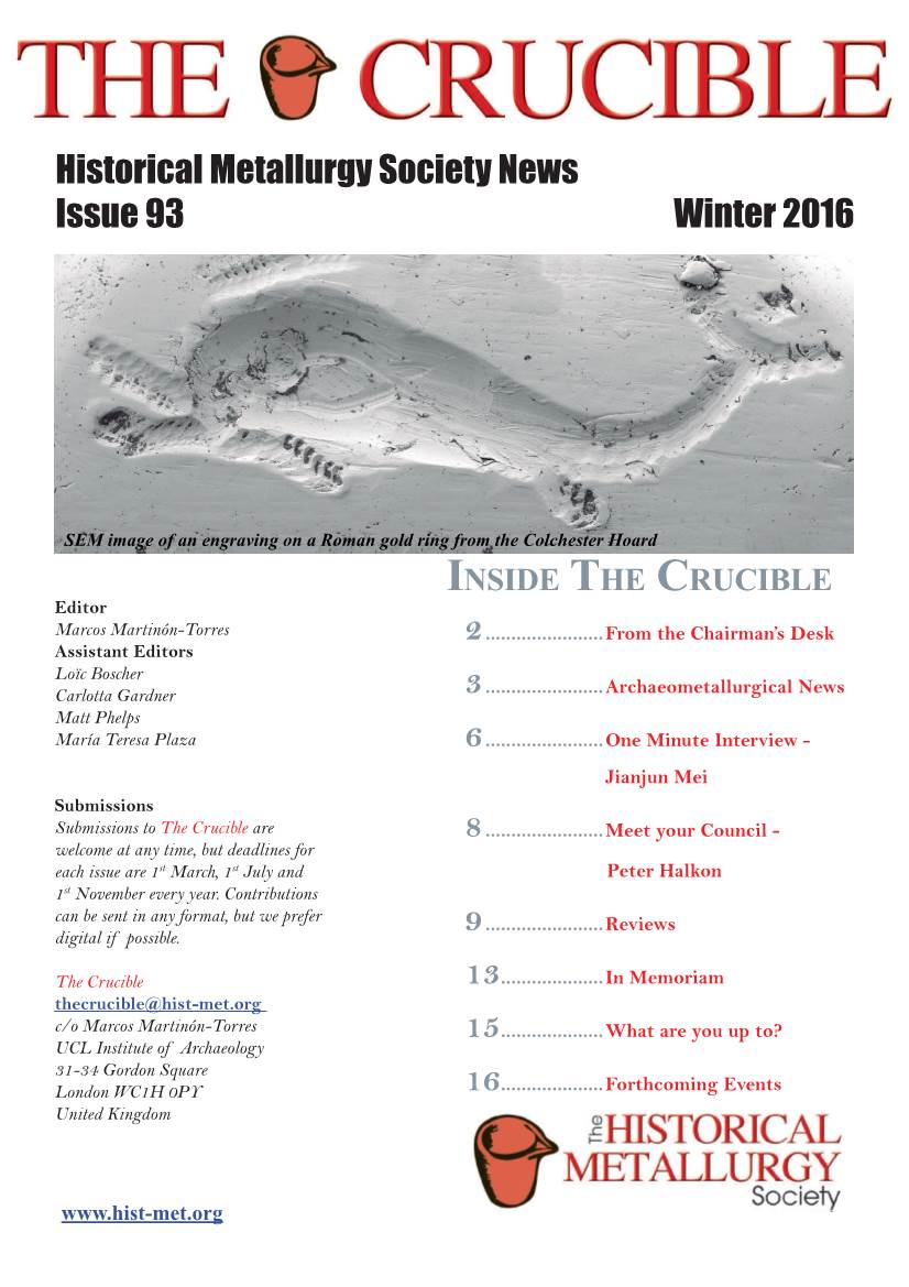 Historical Metallurgy Society News Issue 93 Winter 2016
