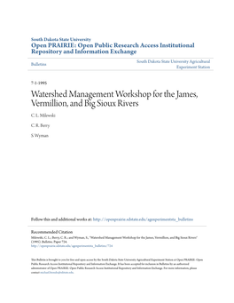 Watershed Management Workshop for the James, Vermillion, and Big Sioux Rivers C