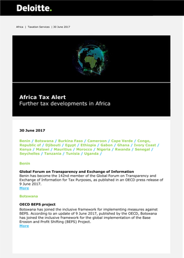 Africa Tax Alert Further Tax Developments in Africa