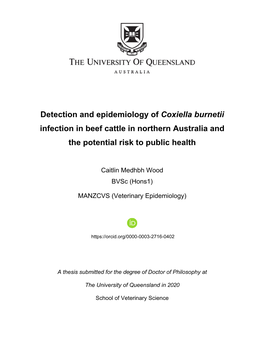 Detection and Epidemiology of Coxiella Burnetii Infection in Beef Cattle in Northern Australia and the Potential Risk to Public Health