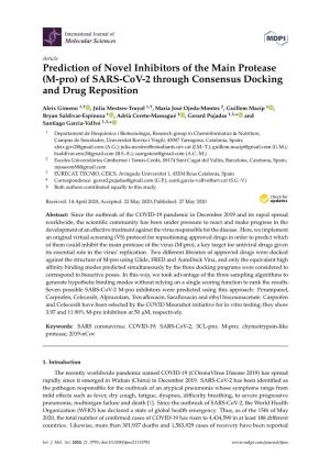 M-Pro) of SARS-Cov-2 Through Consensus Docking and Drug Reposition