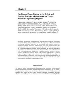 Chapter 4 Credits and Accreditation in the USA and Europe