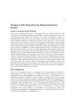 Chapter 1: the Turmoil in the Financial Services System