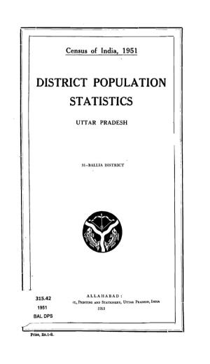 District Census Population Statistics, 31-Ballia, Uttar Pradesh