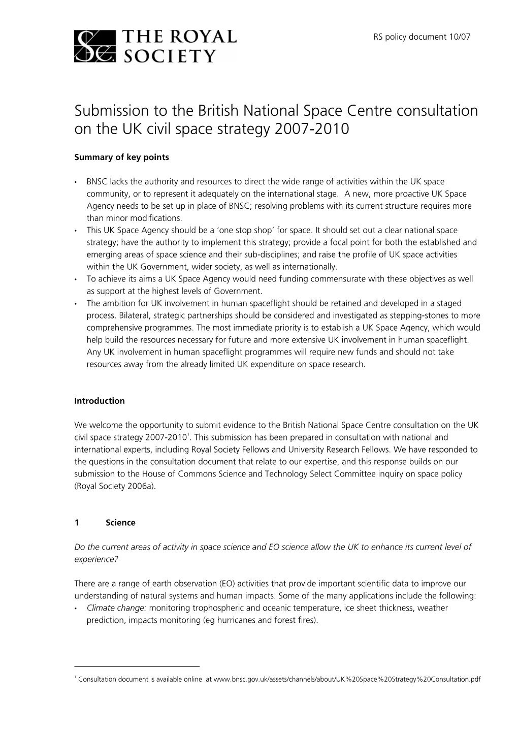 UK Civil Space Strategy
