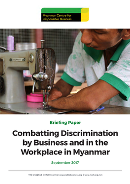 Combatting Discrimination by Business and in the Workplace in Myanmar