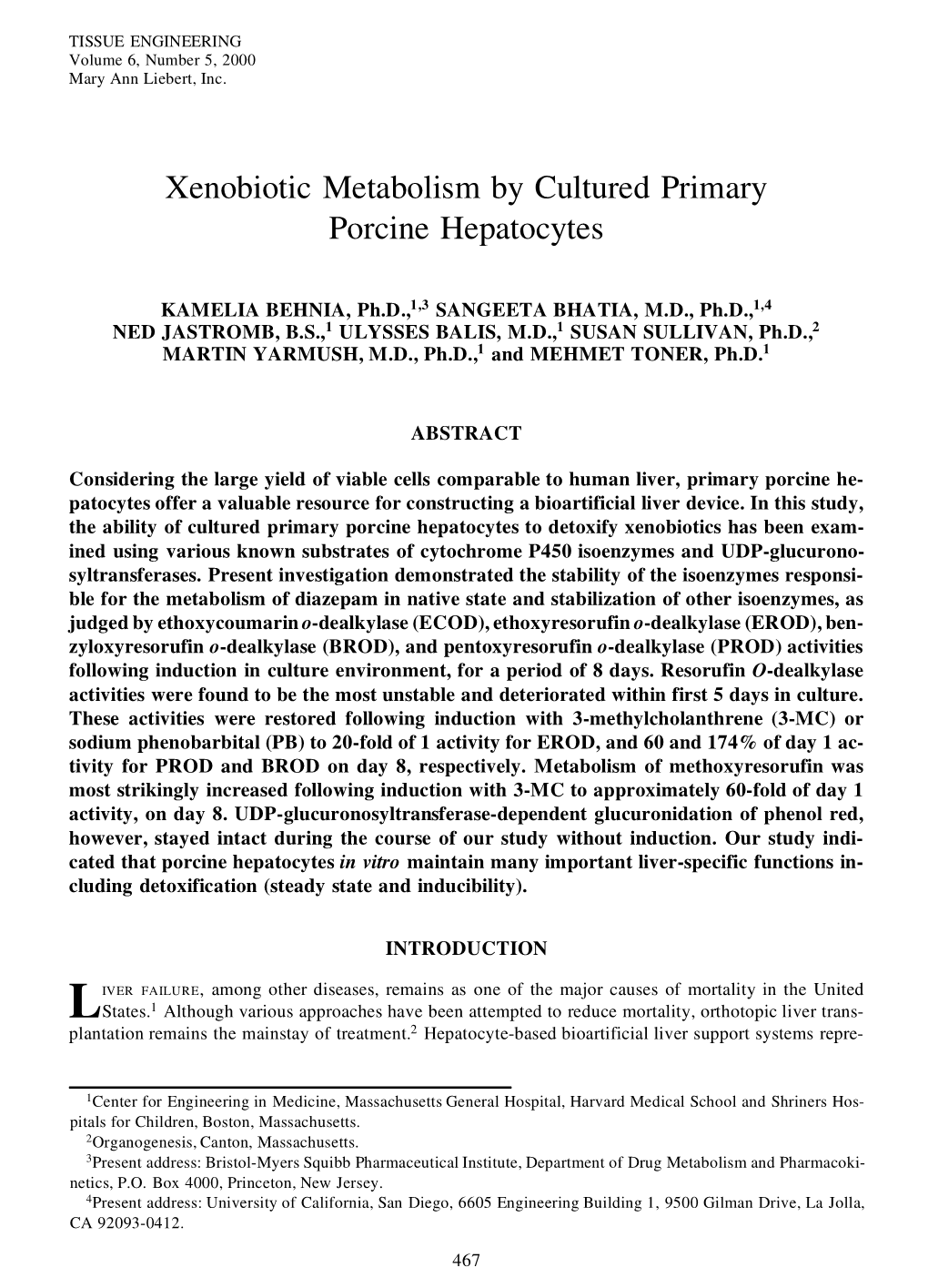 Xenobiotic Metabolism by Cultured Primary Porcine Hepatocytes