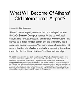 What Will Become of Athens' Old International Airport?