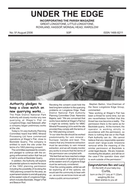 Under the Edge Incorporating the Parish Magazine Great Longstone, Little Longstone, Rowland, Hassop, Monsal Head, Wardlow