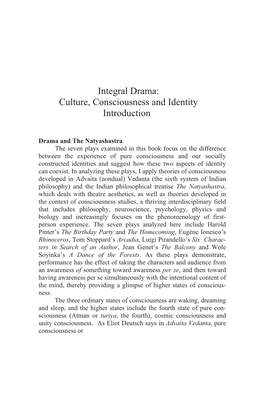 Integral Drama: Culture, Consciousness and Identity Introduction