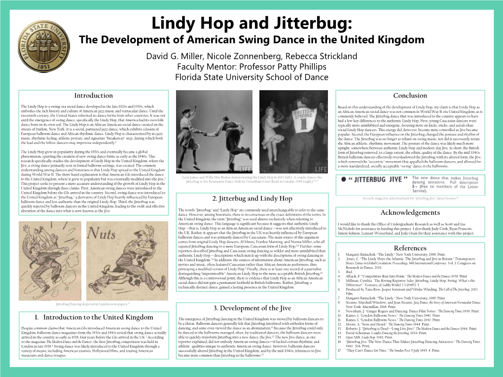 Lindy Hop and Jitterbug: the Development of American Swing Dance in the United Kingdom