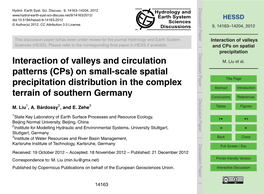 Cps on Spatial Precipitation Interaction of Valleys and Circulation M