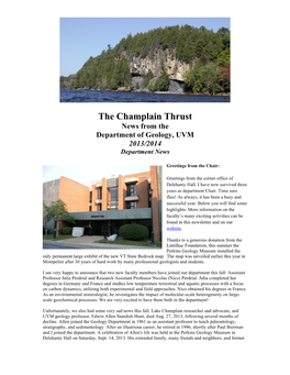 The Champlain Thrust News from the Department of Geology, UVM 2013/2014 Department News