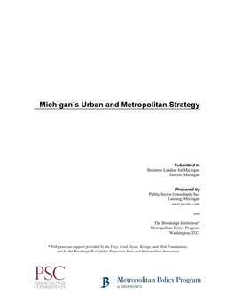 Michigan's Urban and Metropolitan Strategy