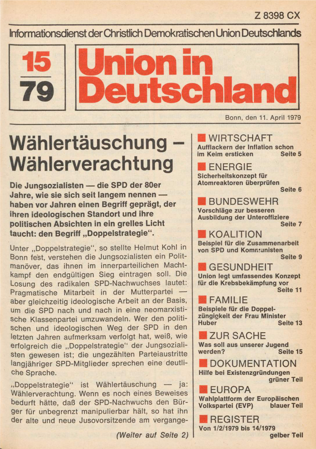 UID 1979 Nr. 15, Union in Deutschland