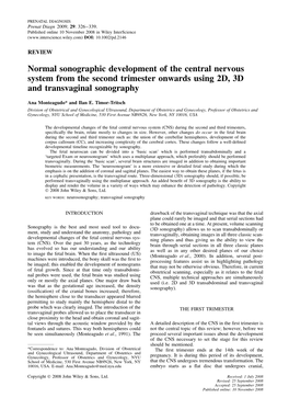 Normal Sonographic Development of the Central Nervous System from the Second Trimester Onwards Using 2D, 3D and Transvaginal Sonography