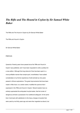 The Rifle and the Hound in Ceylon by Sir Samuel White Baker