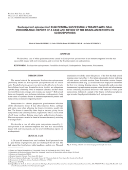Scedosporium Apiospermum EUMYCETOMA SUCCESSFULLY TREATED with ORAL VORICONAZOLE: REPORT of a CASE and REVIEW of the BRAZILIAN REPORTS on SCEDOSPORIOSIS
