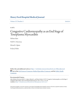Congestive Cardiomyopathy As an End Stage of Toxoplasma Myocarditis Mohsin Alam