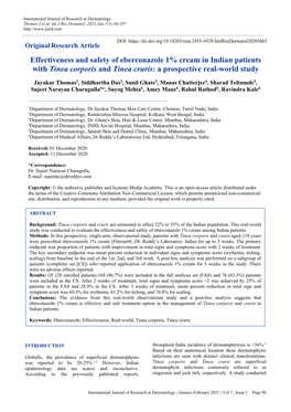 Effectiveness and Safety of Eberconazole 1% Cream in Indian Patients with Tinea Corporis and Tinea Cruris: a Prospective Real-World Study