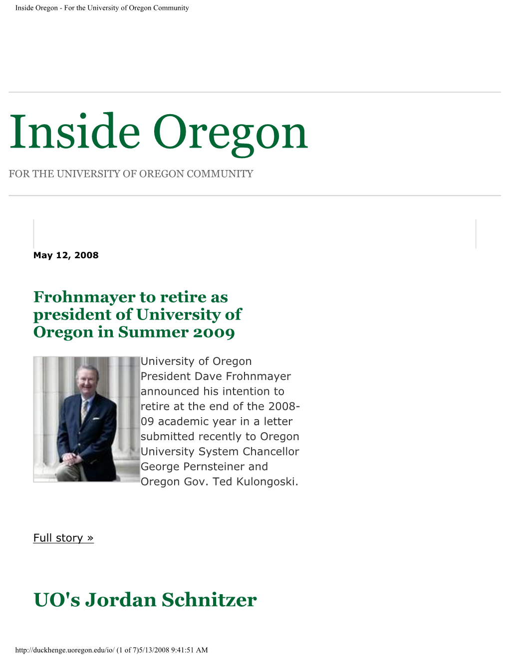 Inside Oregon - for the University of Oregon Community