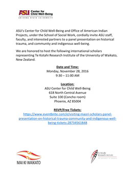ASU's Center for Child Well-Being and Office of American Indian Projects