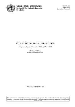 Environmental Health in East Timor