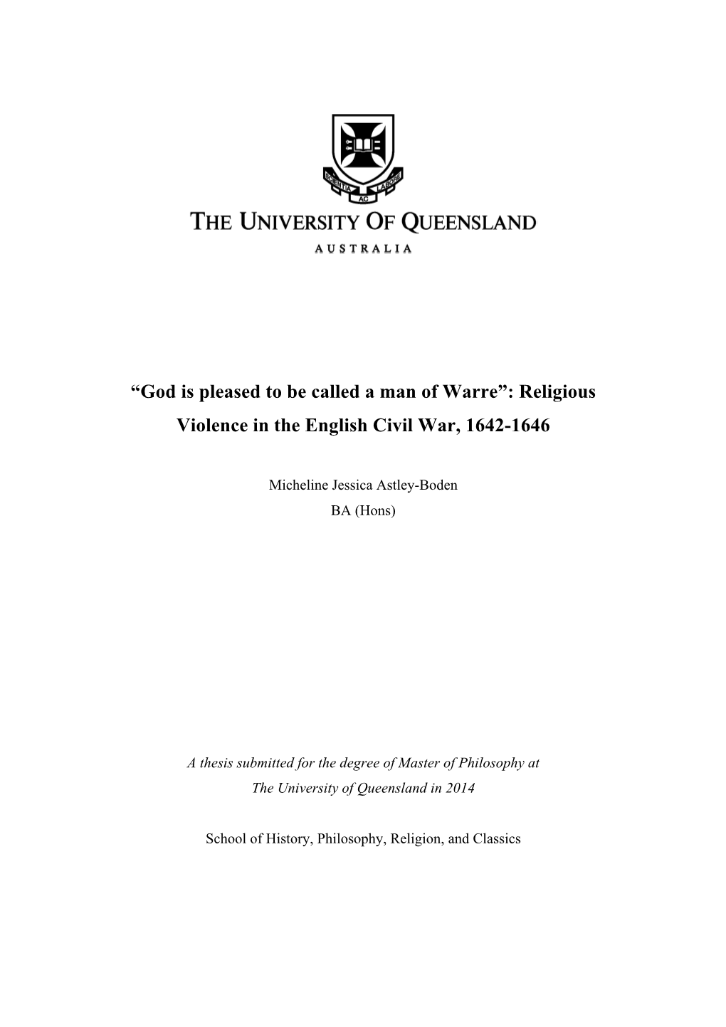 Religious Violence in the English Civil War, 1642-1646