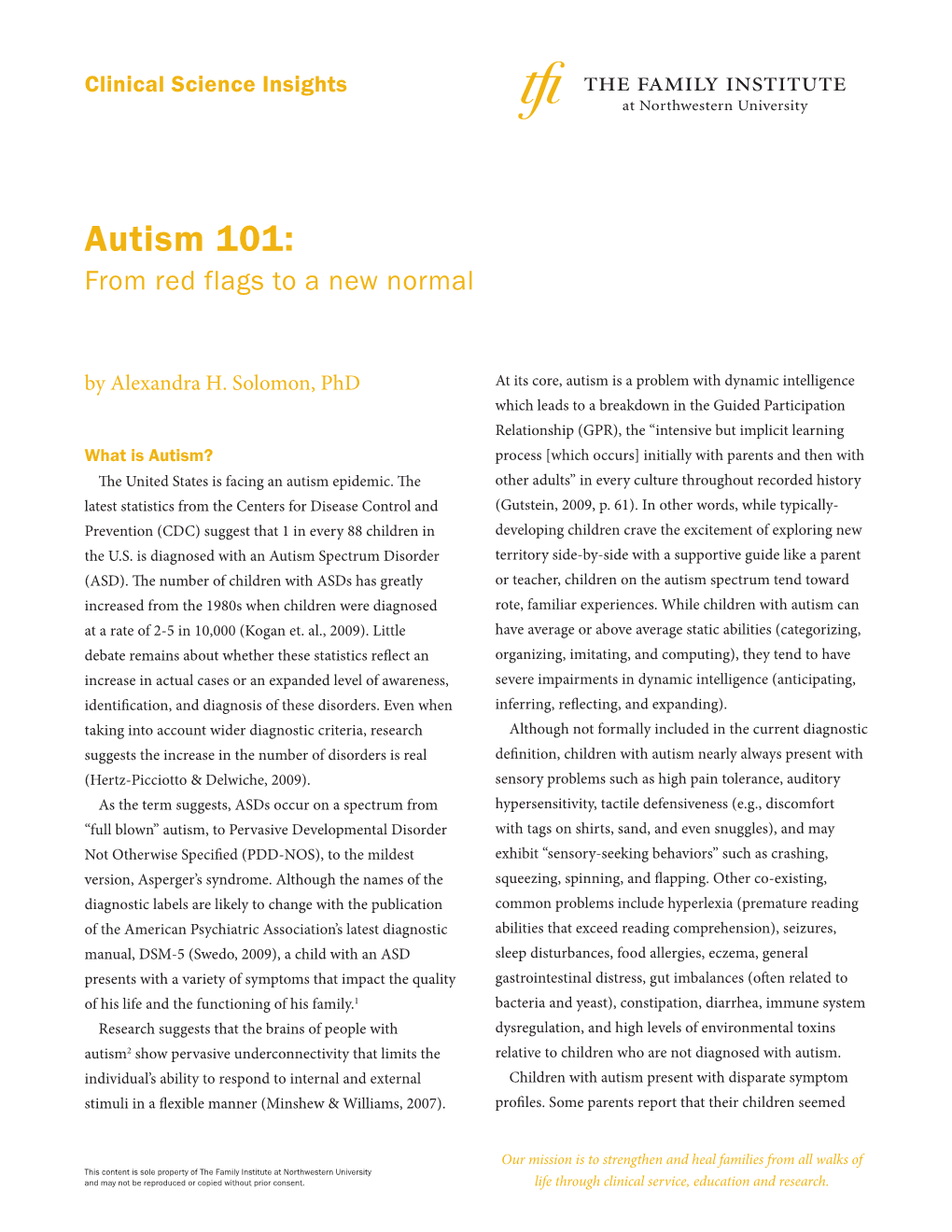 Autism 101: from Red Flags to a New Normal