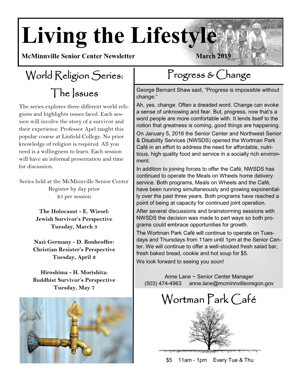 Living the Lifestyle Mcminnville Senior Center Newsletter March 2019