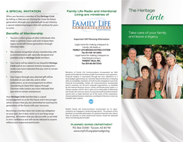 A SPECIAL INVITATION Benefits of Membership Family Life Radio and Intentional Living Are Ministries of P.O. Box 35300