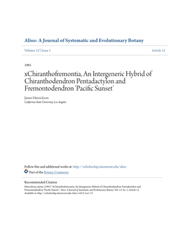 Xchiranthofremontia, an Intergeneric Hybrid of Chiranthodendron